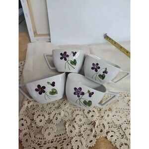 Or hardware set of 4 coffee cups wood violet